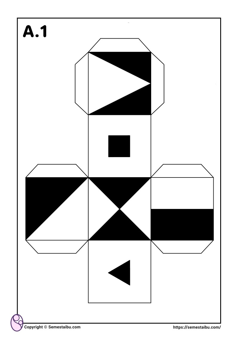Lembar kerja permainan anak gambar puzzle geometri