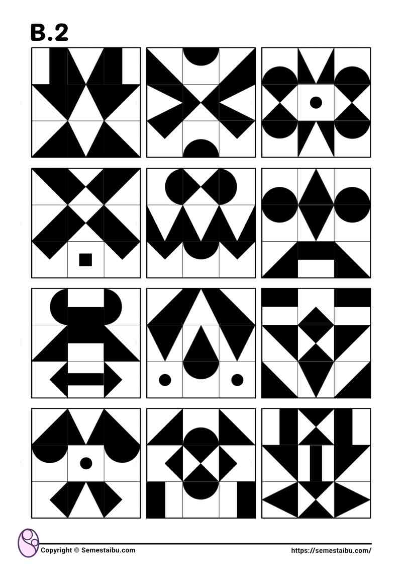 Lembar kerja permainan anak gambar puzzle geometri
