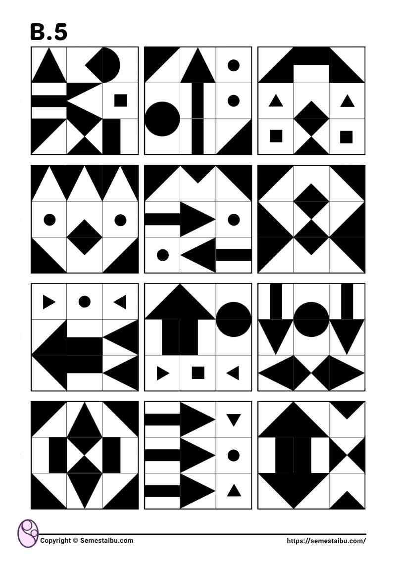 Lembar kerja permainan anak gambar puzzle geometri
