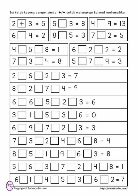 Lembar kerja worksheet anak sd matematika mental logika