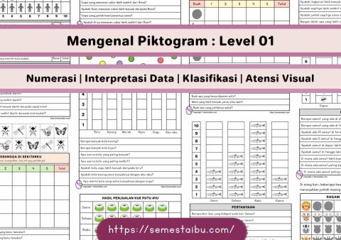 Lembar kerja worksheet anak sd matematika piktogram