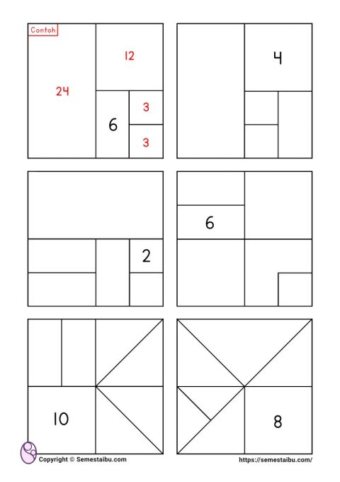Lembar kerja worksheet anak sd logika matematika perbandingan luas area