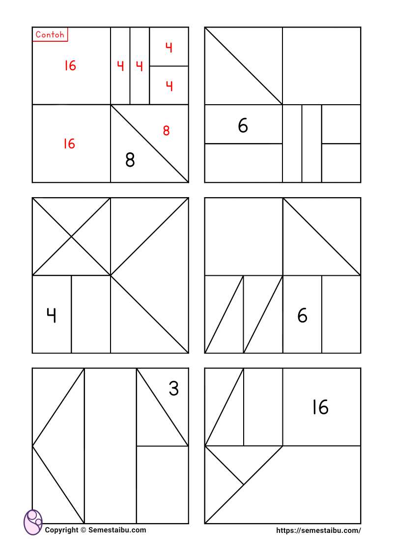 Lembar kerja worksheet anak sd logika matematika perbandingan luas area