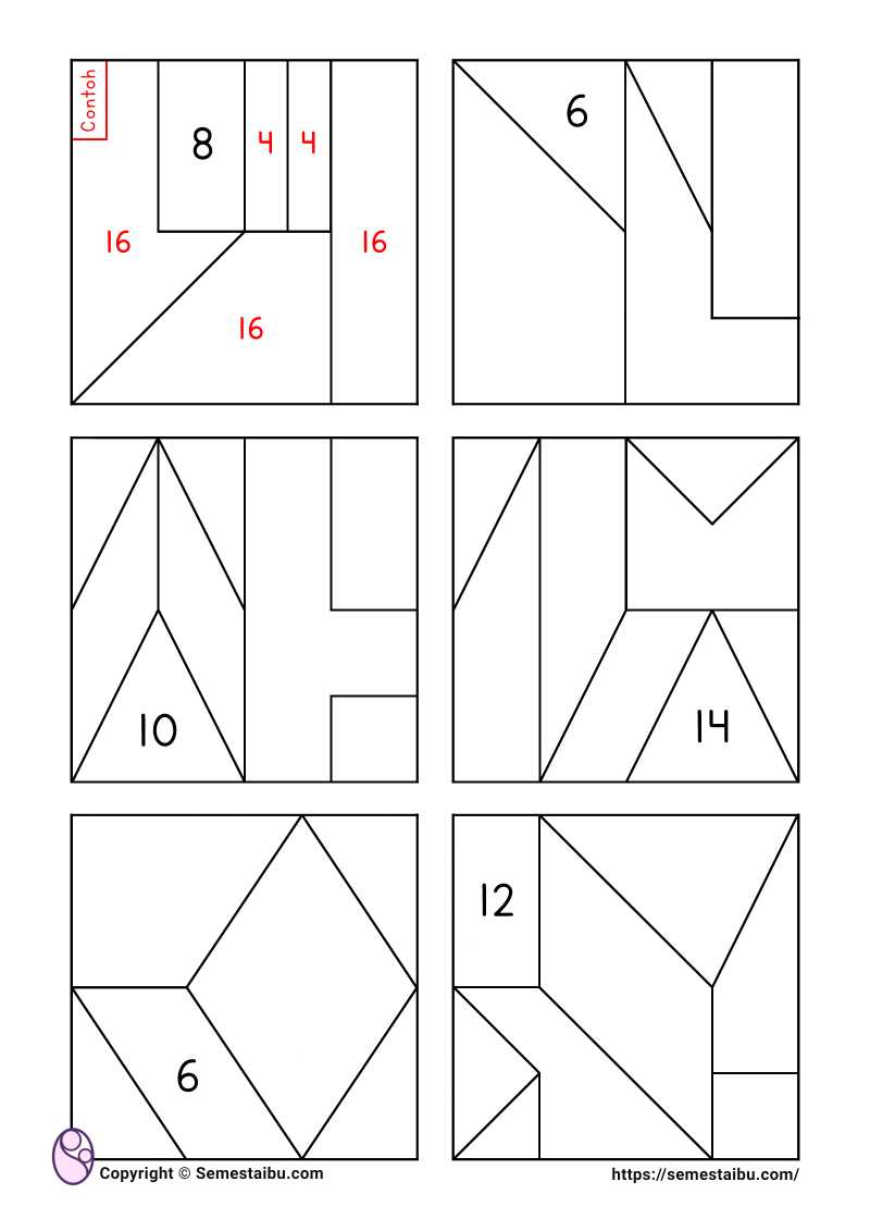 Lembar kerja worksheet anak sd logika matematika perbandingan luas area