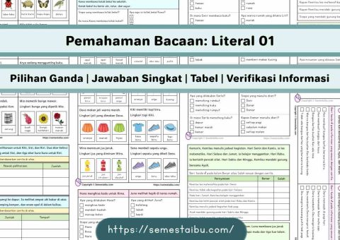Lembar kerja anak tk sd literasi belajar membaca pemahaman literal